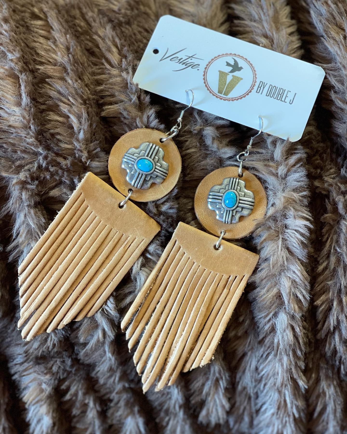 Vestiage Buckskin Fringe Earrings by Double J Saddlery